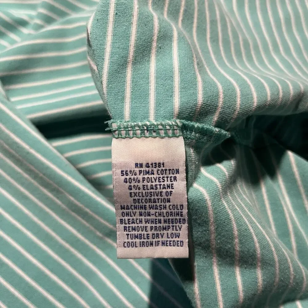 Ralph Lauren Golf Polo Short Sleeve Shirt Mens Large Teal Stripe Performance